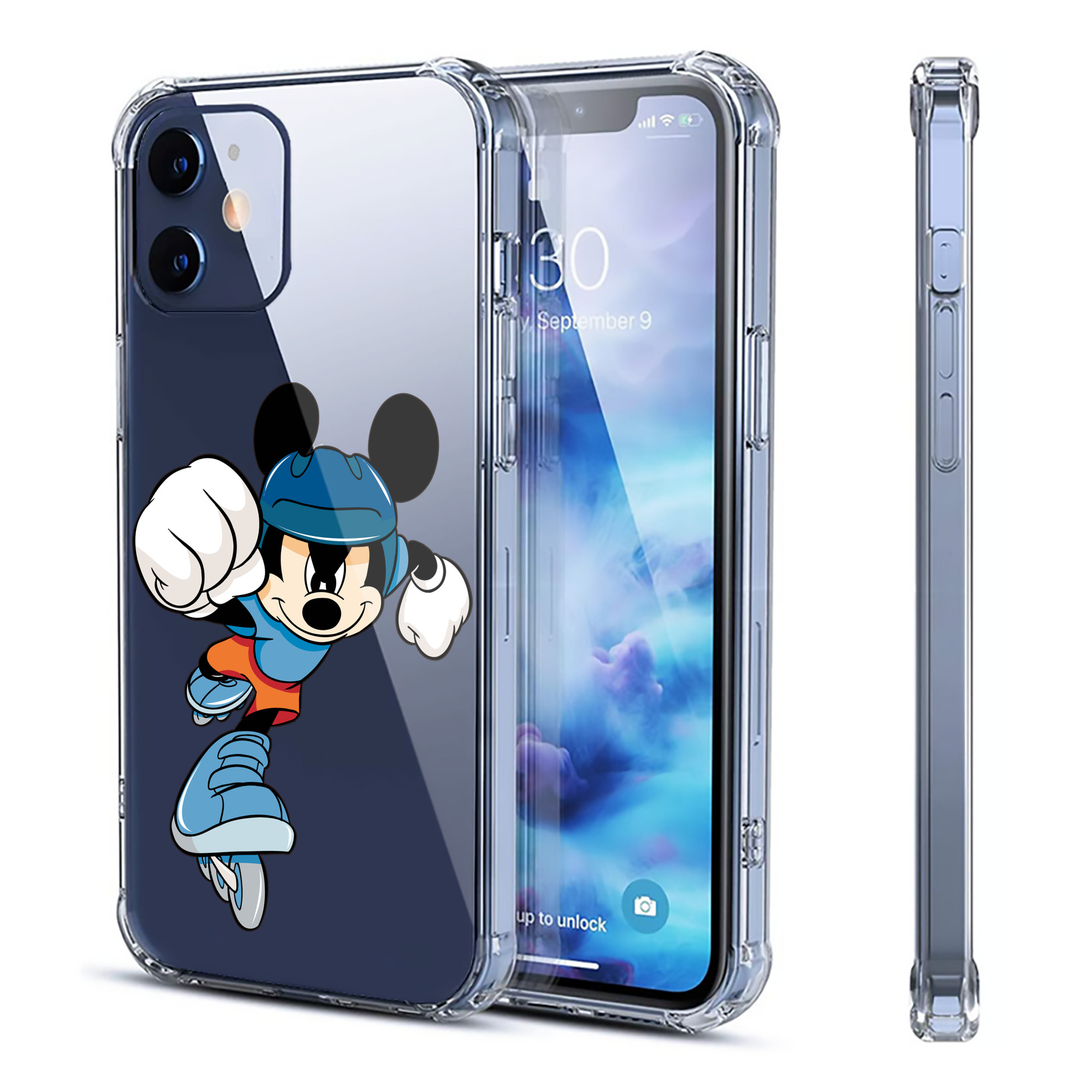 （画像用） ミッキーマウス Mickey Mouse 【iPhone 12シリーズ対応】透明スマホケース（クリアソフトケース）
